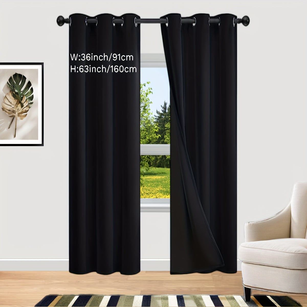 2 Sets of Bedroom Curtains with Coated Insulation and Simple Grommet Design for 100% Blackout