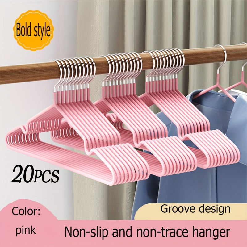 Set of 20 Clothes Hangers Featuring Non-Slip Design, Notched Racks, and Sturdy and Durable Coat Hangers. Perfect for Household Clothing Storage and Organization in the Bedroom, Closet, or Home.