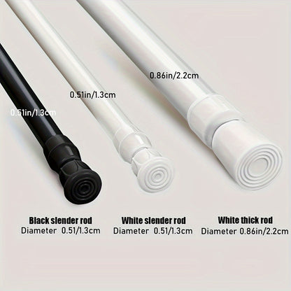 Telescopic rod for multiple uses - curtain, shower, clothes drying, door, wardrobe, cabinet, towel rack, bathroom accessories.