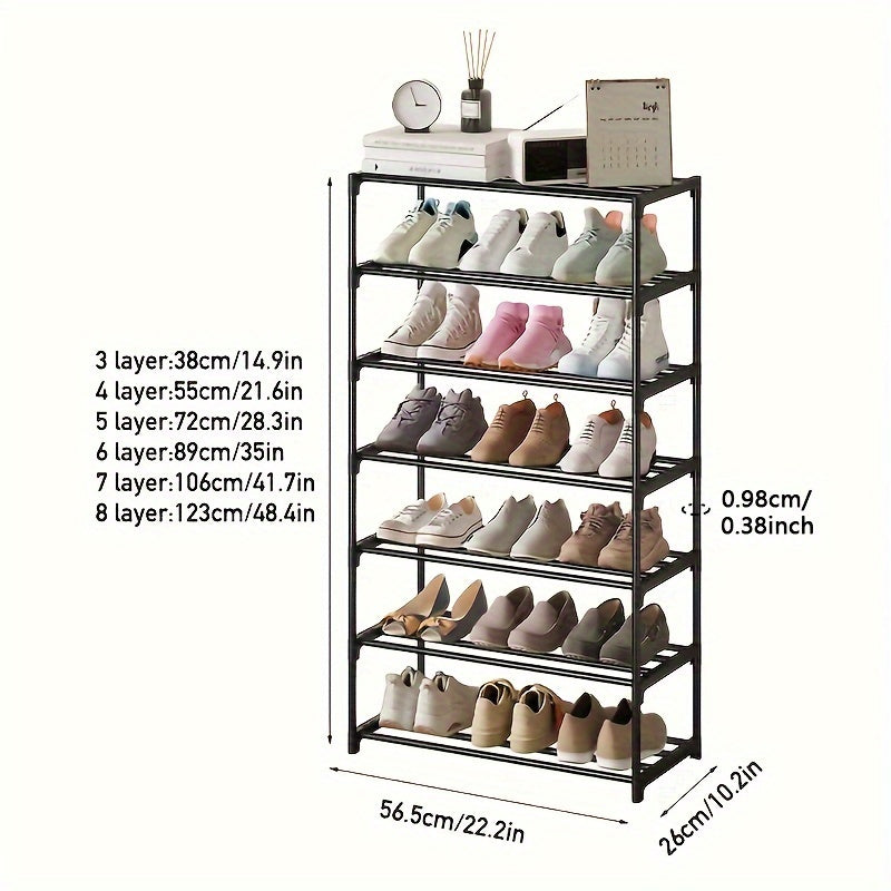 1-piece Easy to Assemble Multi-Tier Shoe Rack for Durable and Efficient Shoe Storage in Entryway, Hallway, Bedroom, Living Room, Home, or Dorm - Available in 2-8 Layers