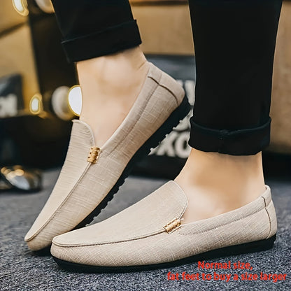 Zhenyuezu Men's Canvas Loafers: Breathable, Non-Slip, Durable Slip-On Shoes for All Seasons, Comfortable.