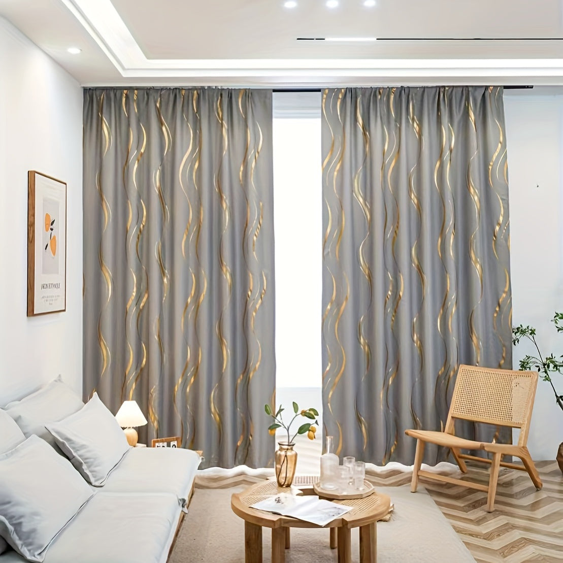 One piece of luxurious golden black blackout curtain, perfect for adding a touch of elegance to your study room, kitchen, living room, dorm room, bedroom, or any other living space. Enhance your room decor and elevate your home decor with this stylish