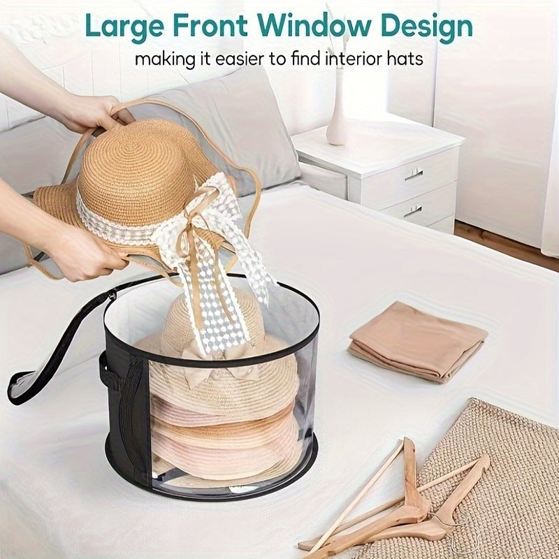 ClearView Fabric Hat Storage Organizer - Keep your beach and brim hats organized with this stackable container featuring a large front window and portable zippered closure.