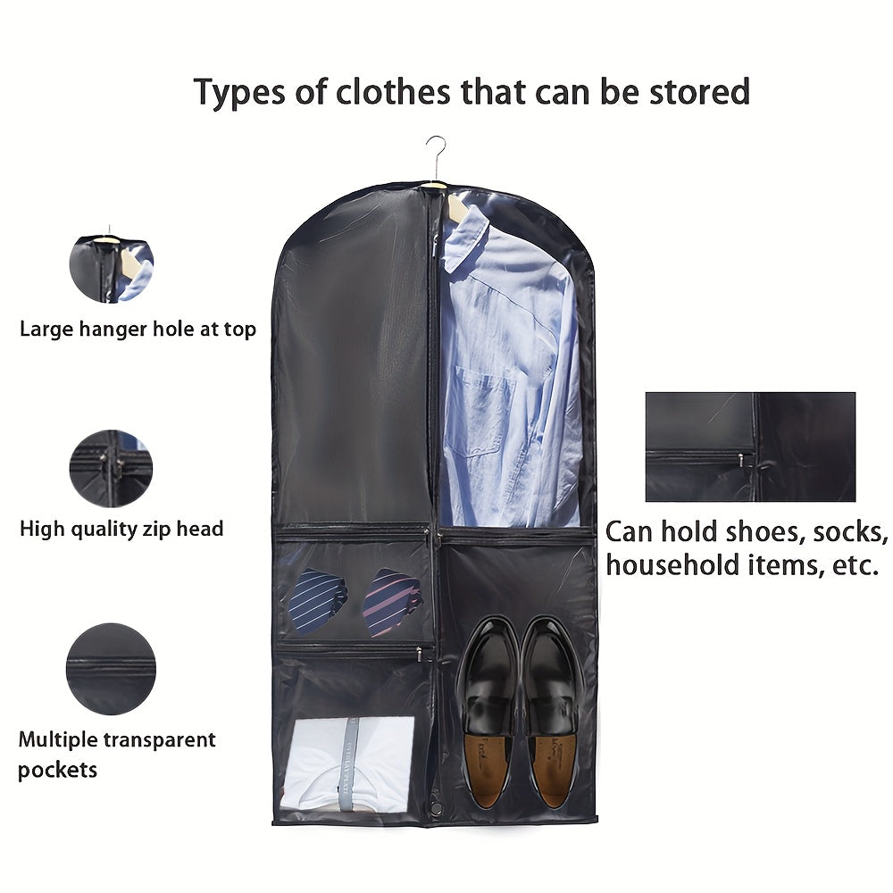 Large garment bag designed for suits, dresses, and dancewear with ample storage space - perfect for travel and business trips, offering hanging storage and protection from dust.