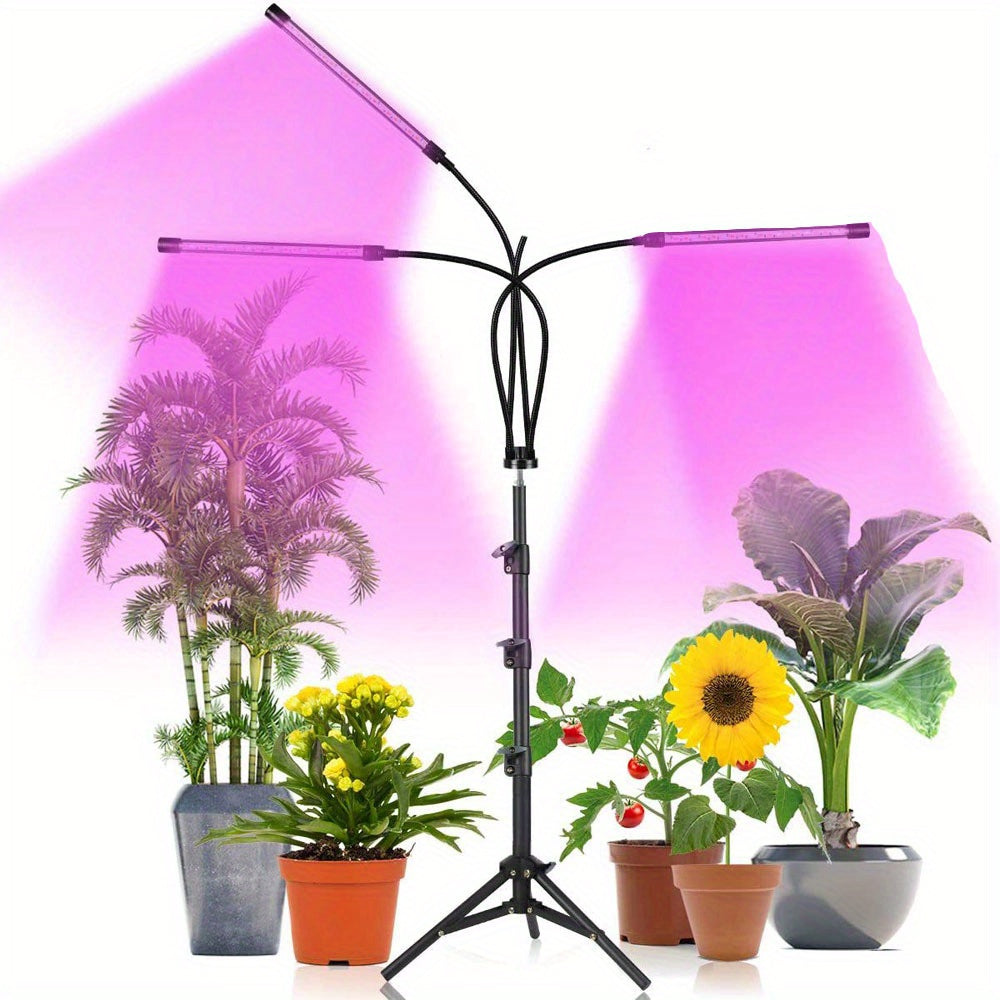 USB-powered full spectrum LED grow light for indoor plants with adjustable brightness and button control. Perfect for greenhouses and home gardening. Pink light spectrum, 5V USB powered