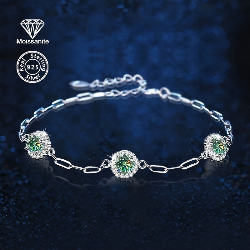 Add a touch of elegance to your ensemble with this stunning 925 Sterling Silver bracelet featuring a 1.5 Carat Moissanite stone. Perfect for daily wear, parties, birthdays, Valentine's Day, Christmas, or as a special New Year gift for the stylish woman