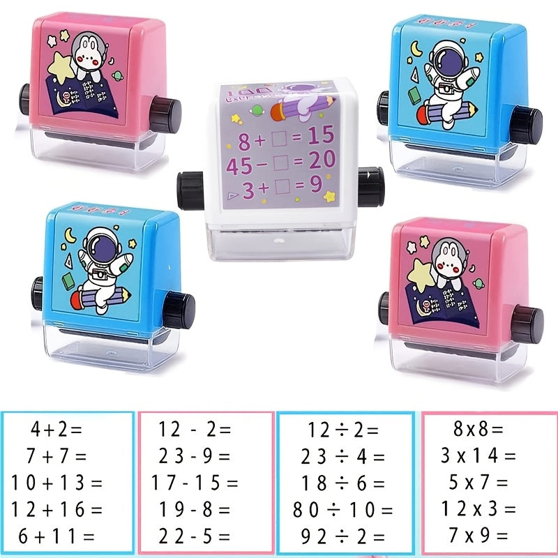 Roller math practice stamps for addition and subtraction, ideal for teaching and correcting arithmetic exercises at home and school.