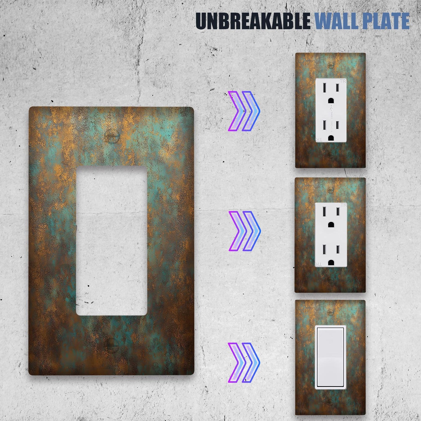 1pc Aged Copper Patina Design Wall Plate Cover for Home Decor - 1Gang/2Gang, Image