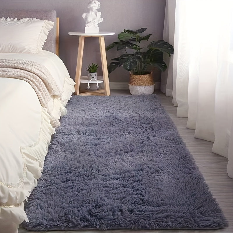 This modern, simple area rug is soft and fluffy, made from polyester for a cozy atmosphere in your bedroom, living room, study, lounge, or entertainment area. It is non-shedding and easy to clean, but should be dry cleaned only. Suitable for indoor areas