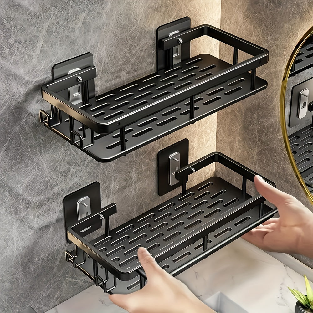 1Pc High Capacity Wall Rack for Bathroom & Kitchen - Space-saving, No Drill, Easy-to-install Storage Solution