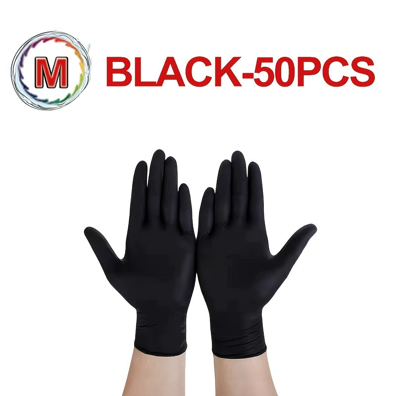 Get a pack of black disposable nitrile gloves in sets of 100, 50, or 20 pieces. These gloves are perfect for a variety of tasks such as kitchen dishwashing, cleaning, tattooing, working in hotels, hair salons, and pet care. They are essential tools for