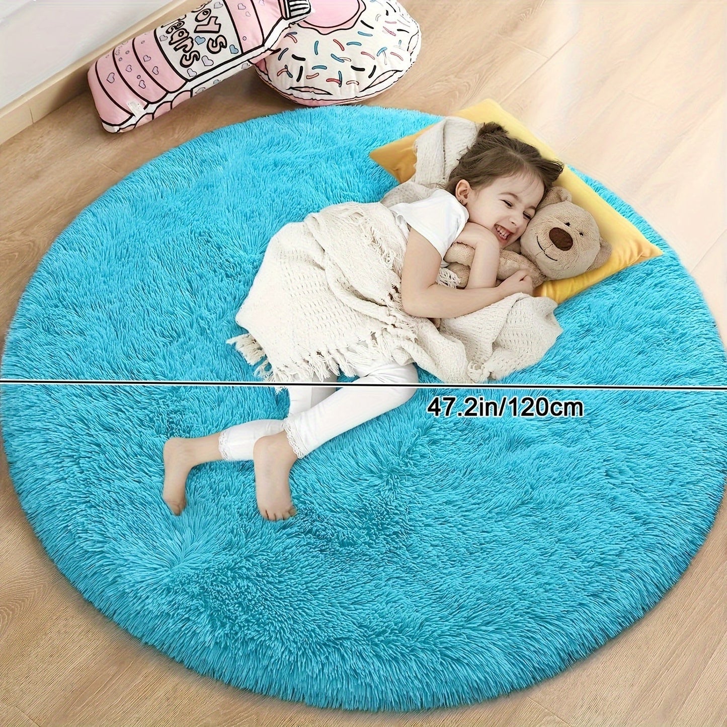 Round Large Ultra Soft Plush Rug - Non-slip and Waterproof Shaggy Throw Rug for Living Room, Bedroom, Nursery, Game Room, and Dormitory. Perfect Teenage Room Decoration - Room Decor (10.16cmX10.16cm)