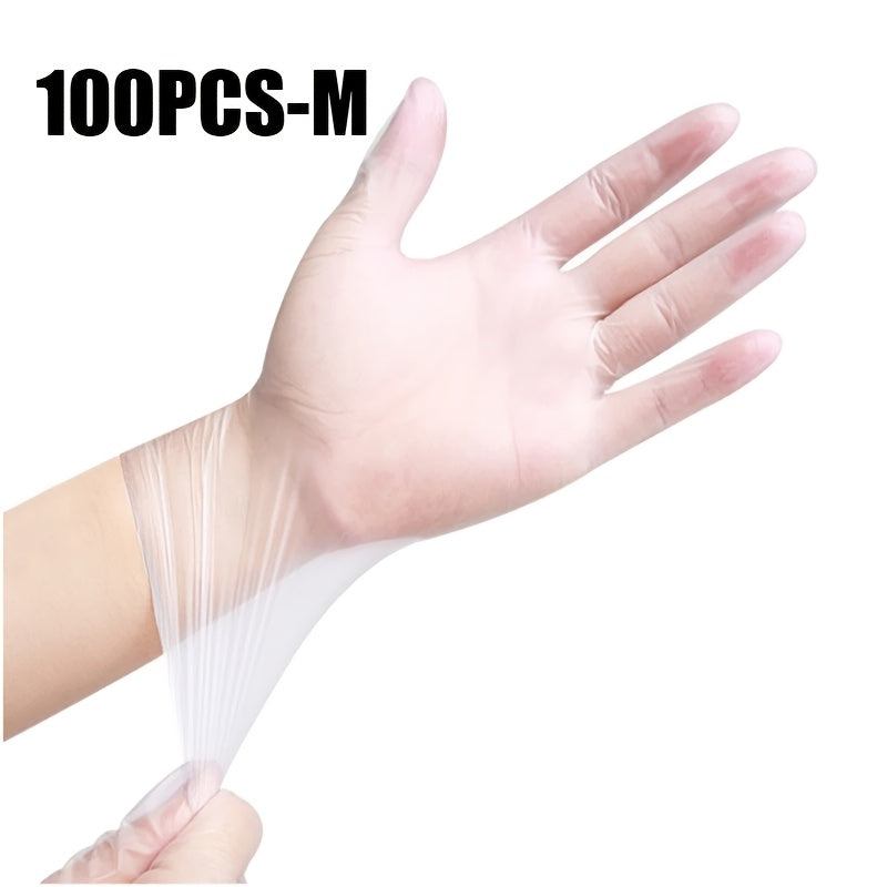 100/200pcs Transparent TPE Gloves: Durable, Waterproof, Powder-Free, Non-Latex, Slip-Resistant for Kitchen, Tattoo, Hair Dyeing, Pet Grooming, Beauty Salon, Household