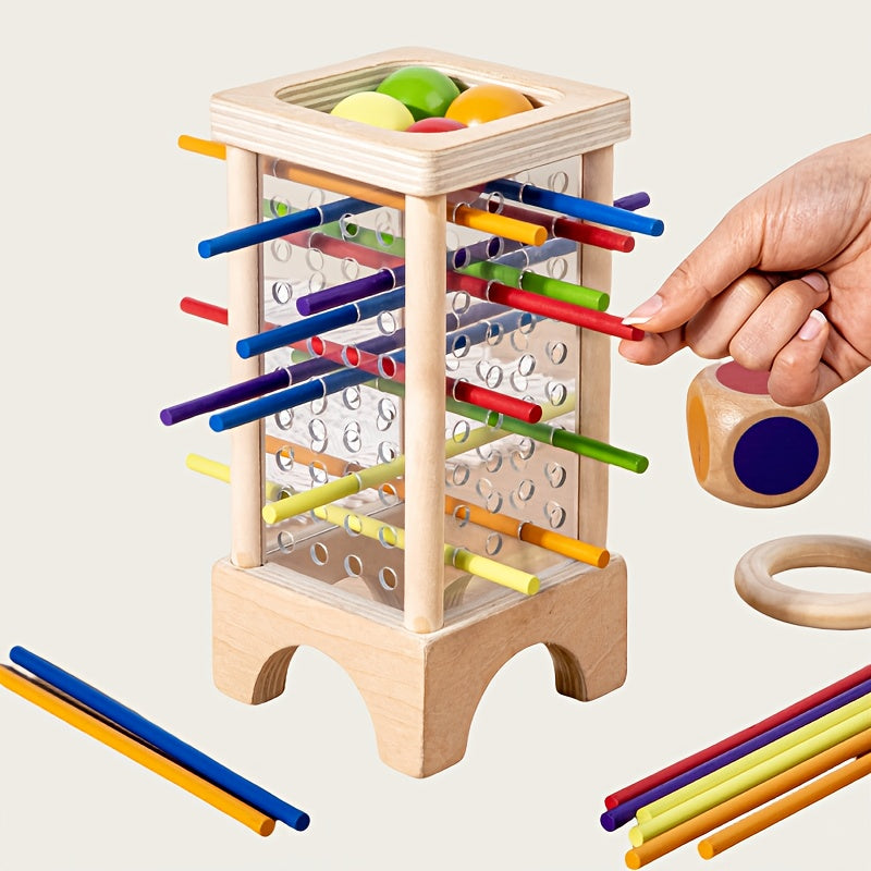 Wooden stacking game for children aged 3 and above, promotes color and shape recognition, spatial thinking, and logical analysis. Perfect for parent-child interactive play and holiday gift.