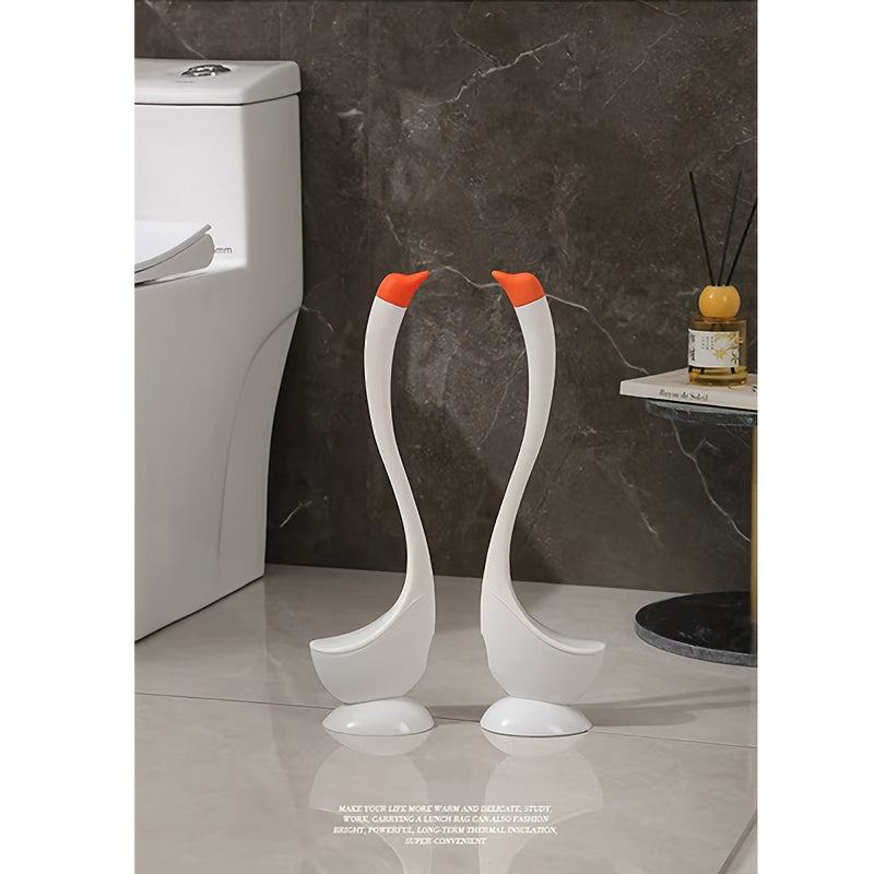 New Swan-Shaped Toilet Brush with Non-Scratch Plastic, Long Handle for Multi-Functional Use, Requires No Electricity, Perfect for Cleaning Bathroom Corners.