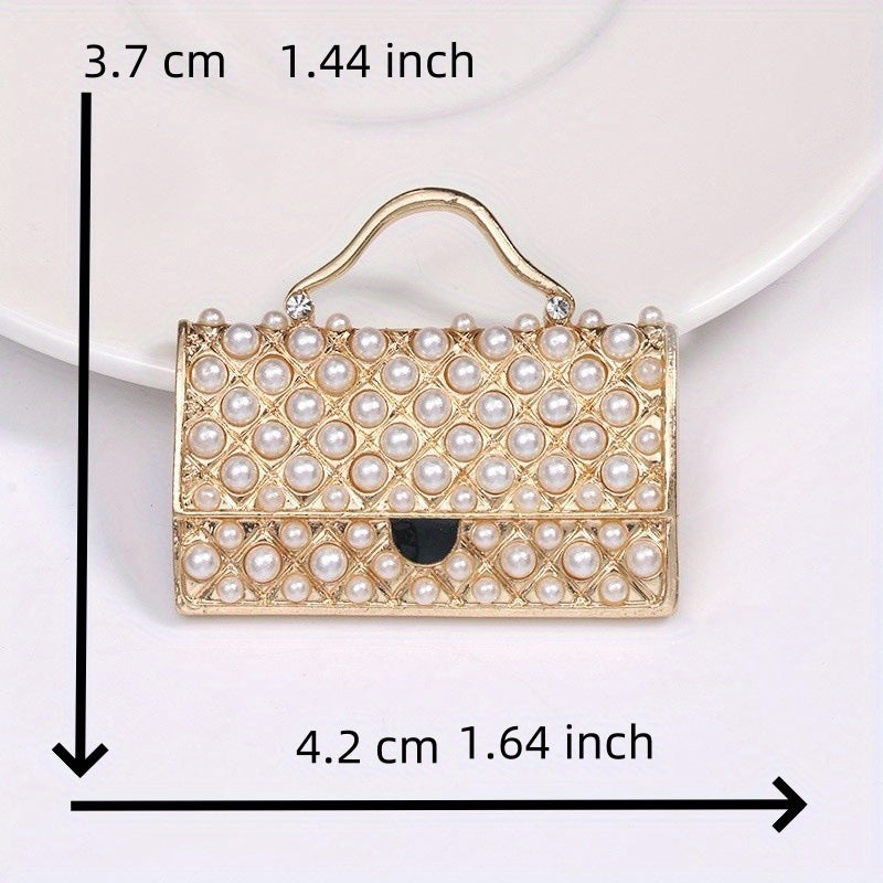 Elegant Bag-Shaped Brooch Pin with Enamel - A Stylish Korean Fashion Accessory for Women's Suits & Dresses, SKEDS