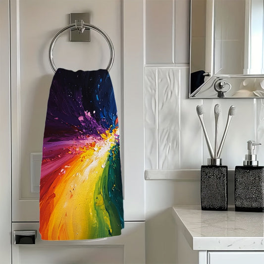 This set includes two ultra-soft kitchen towels in a variety of vibrant colors reminiscent of a rainbow. These towels are highly absorbent for drying dishes and are perfect for holiday decoration. They are machine washable and measure 40.64X60.96 cm.