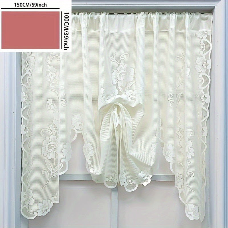 Stylish Floral Lace Sheer Curtain with Rod Pocket for Effortless Hanging, Ideal for Enhancing Living Room and Bedroom Décor