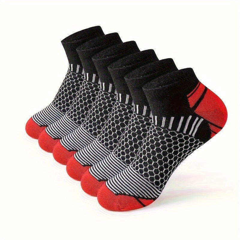 6 pairs of men's low cut ankle socks, breathable and sweat-absorbing, suitable for all seasons and odor-resistant.