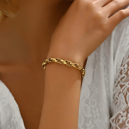 Beautiful 18K Gold-Plated Stainless Steel Bracelet, Timeless Adjustable Link Chain Bracelet for Everyday Wear - Versatile Fashion Piece for Any Occasion