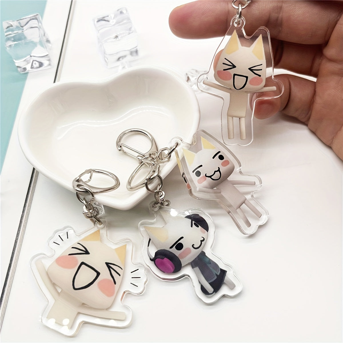 Adorable Cartoon Cat Acrylic Keychain by Inoue Toro - Perfect for Bag Accessories, Pendants, Jewelry, and Fan Gifts