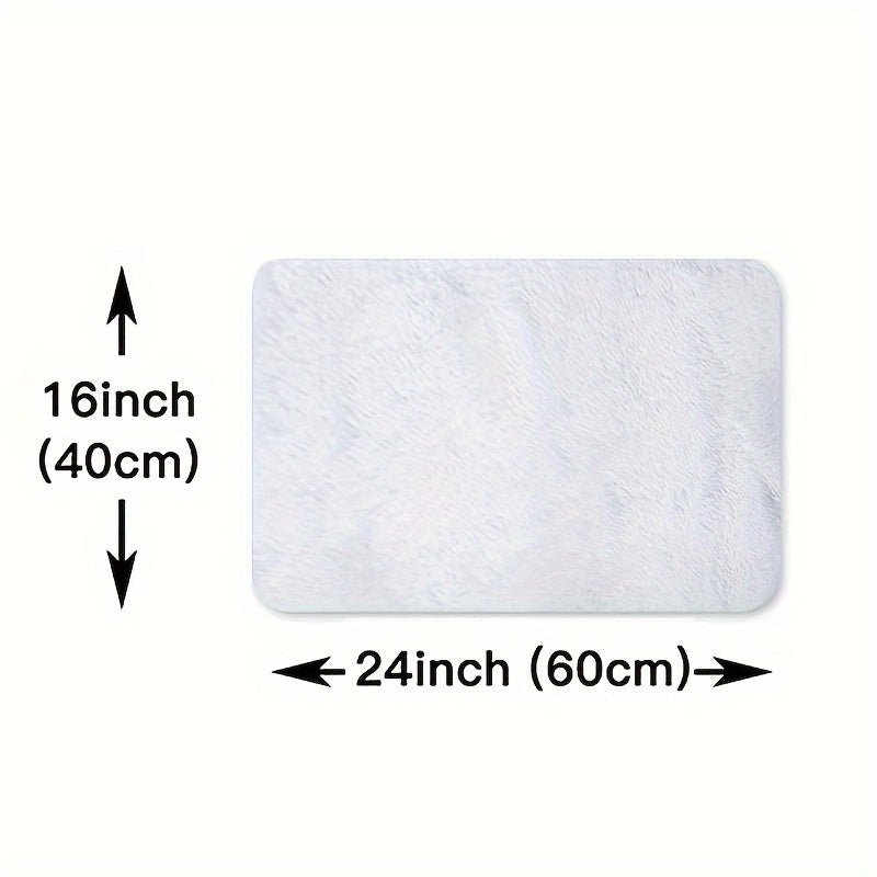 Cozy and luxurious soft white faux fur area rug, featuring a rectangle shape with non-slip backing and stain-resistant properties. This fluffy rug adds a touch of warmth and texture to any bedroom or living room, perfect for indoor use. Made of polyester