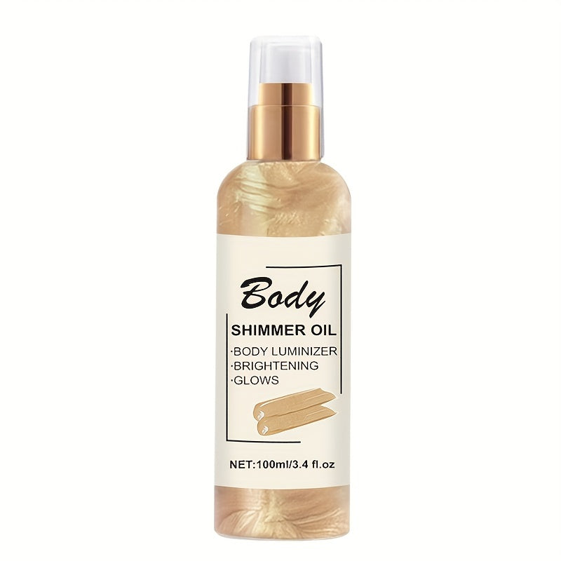 100ml Body Shimmer Oil with Golden Bronze Glow, Moisturizing and Illuminating, Suitable for All Skin Types