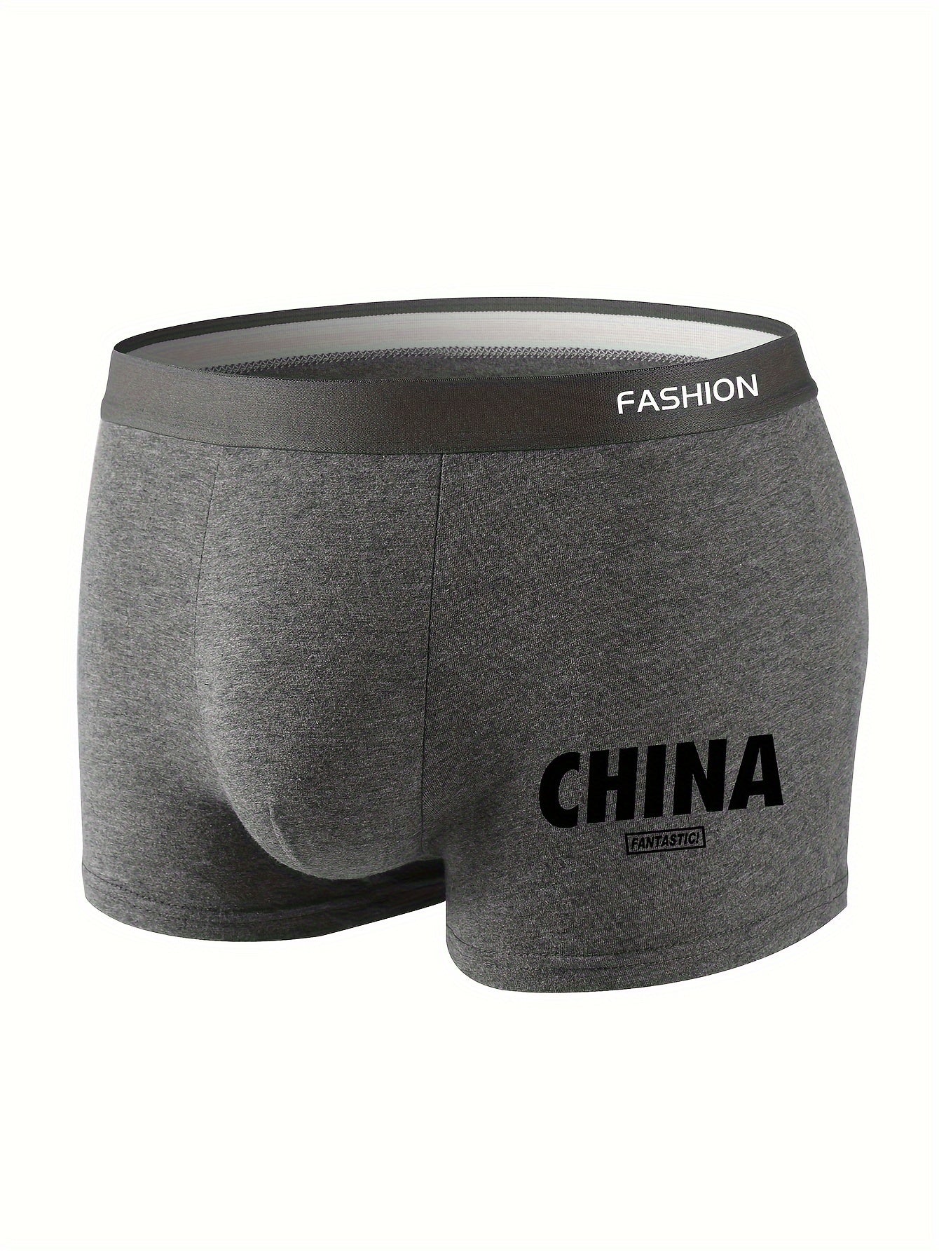 Men's trendy underwear with letter print, breathable, comfy, stretchy boxer briefs (4 pcs).