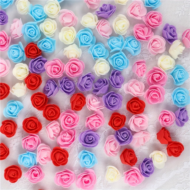 100 Artificial Rose Heads for Valentine's Day decoration, rose bear accessories, and wedding decor.