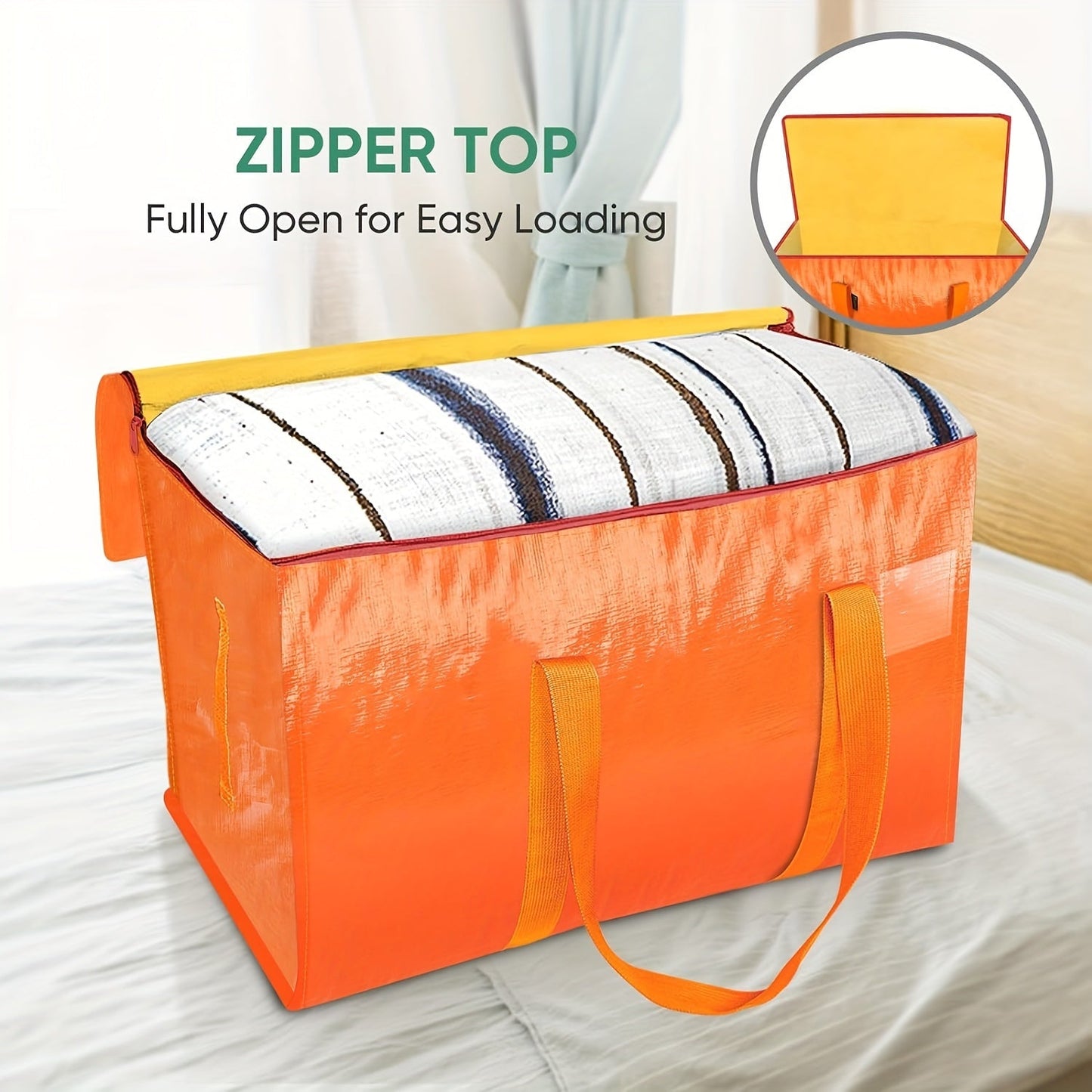 Extra Large Moving Bags with Zippers, Carrying Handles, Heavy-Duty Storage - Pack of 2/4/6. Perfect for organizing and saving space in your bedroom, home, closet, or wardrobe.