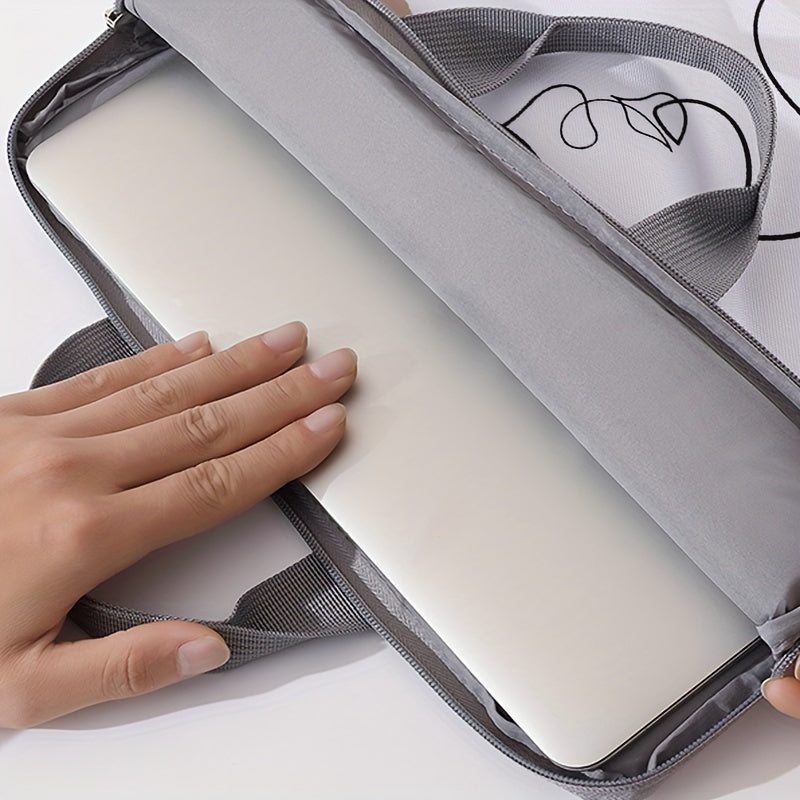 One line printed laptop bag, simple and protective, for commuting and file storage.