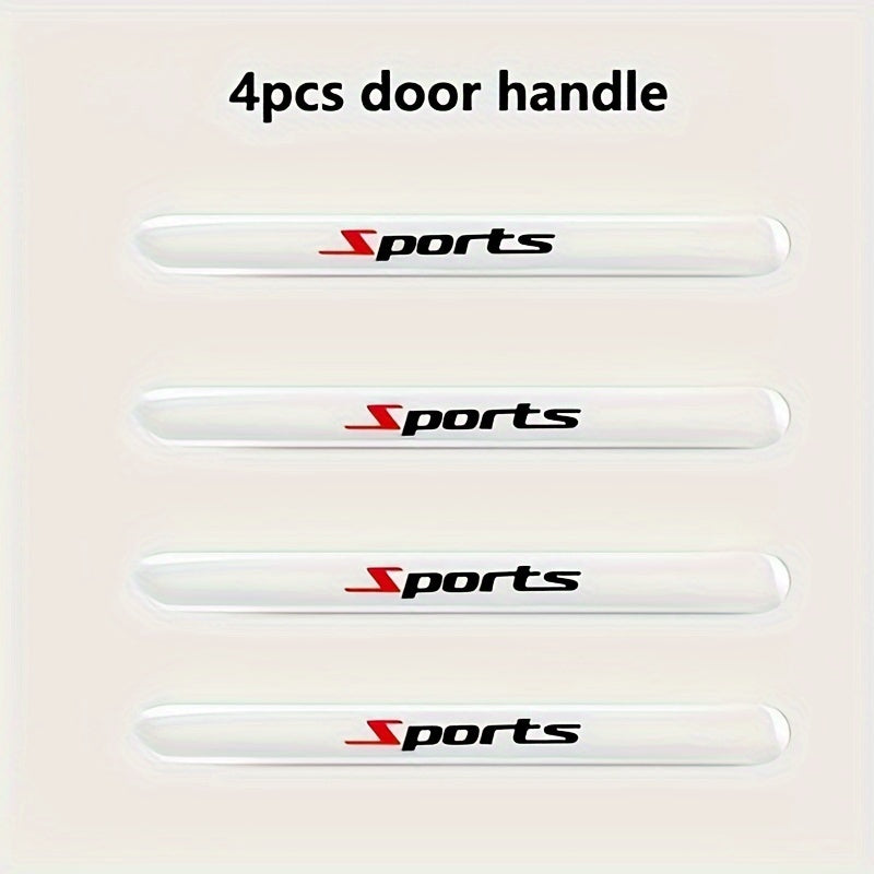 4/8 Sports Series Transparent Protective Stickers for Car Door Handles - Anti-Scratch, Anti-Collision Protection.