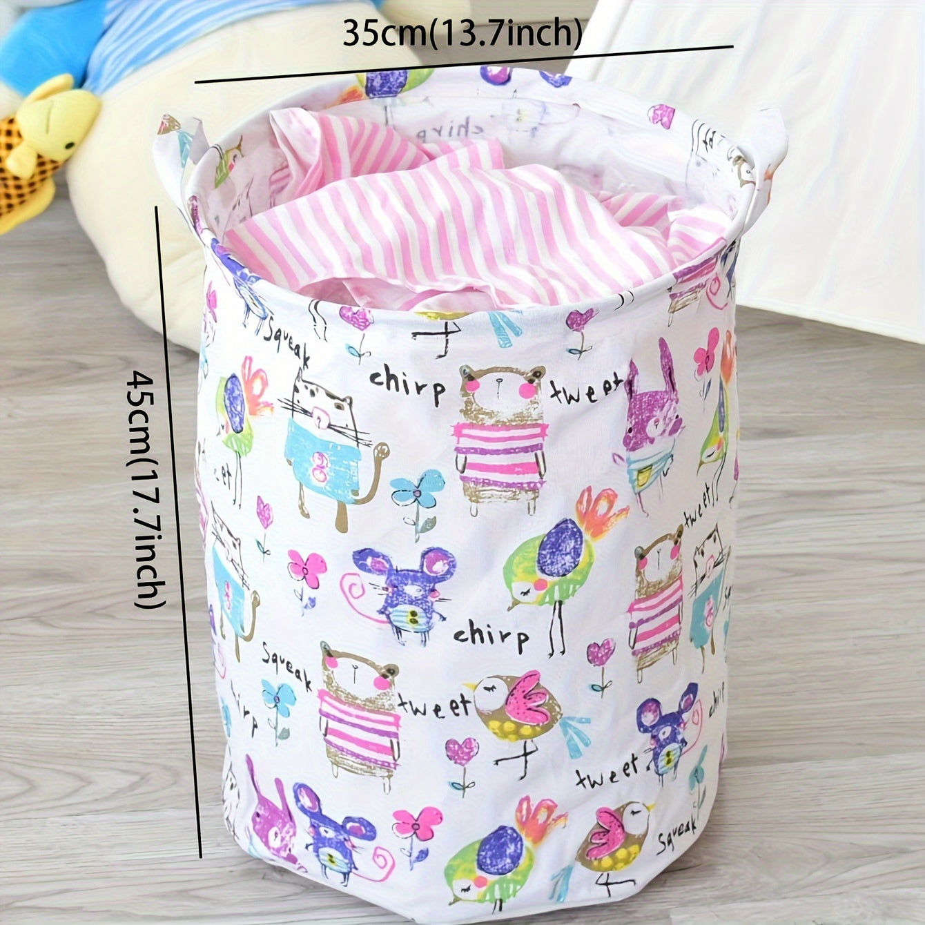 Large capacity, foldable laundry basket with a stylish Nordic design, perfect for organizing toys and essentials in your bathroom, bedroom, or dorm. Made from durable fabric for organized living.