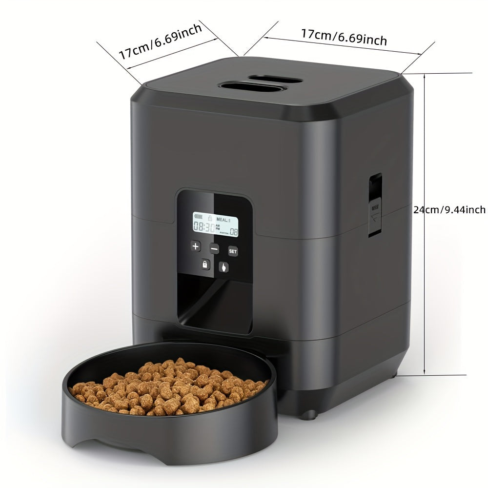 2L Smart Automatic Cat Feeder with Dual Power, Stainless Steel Bowls, Meal Scheduling & Portion Control - Ideal for Cats and Small Dogs