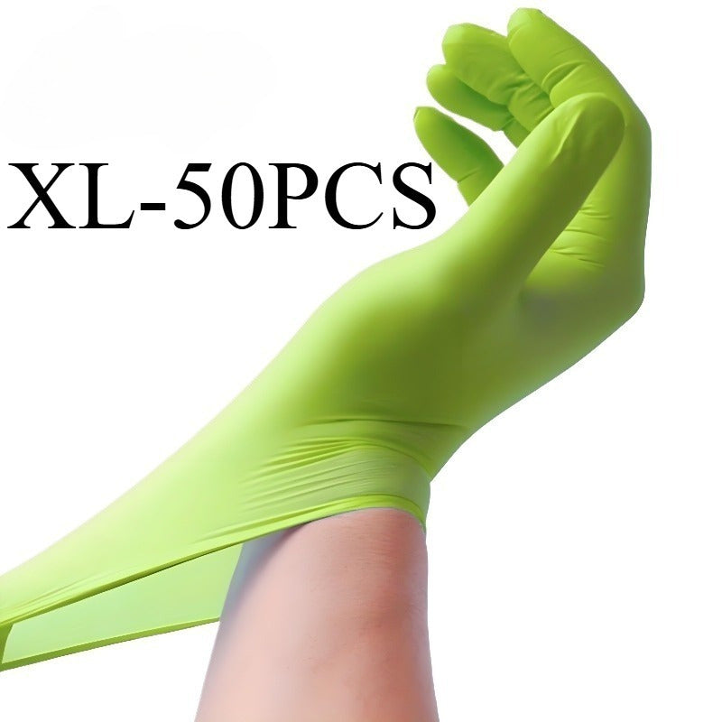 Grass Green Nitrile Gloves, available in packs of 30, 50 or 100. These disposable gloves are ideal for a variety of tasks including food processing, cleaning, pet bathing, dishwashing, hairdressing, nail art, DIY projects, and household kitchen and