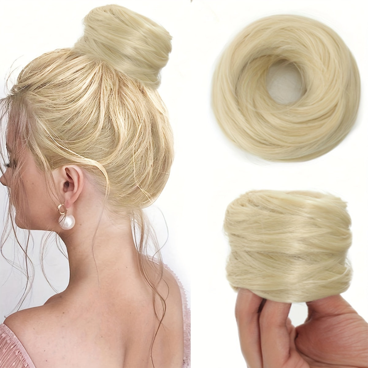 Stylish 3-inch synthetic hair bun ponytail extension for women, ideal for parties and casual wear.