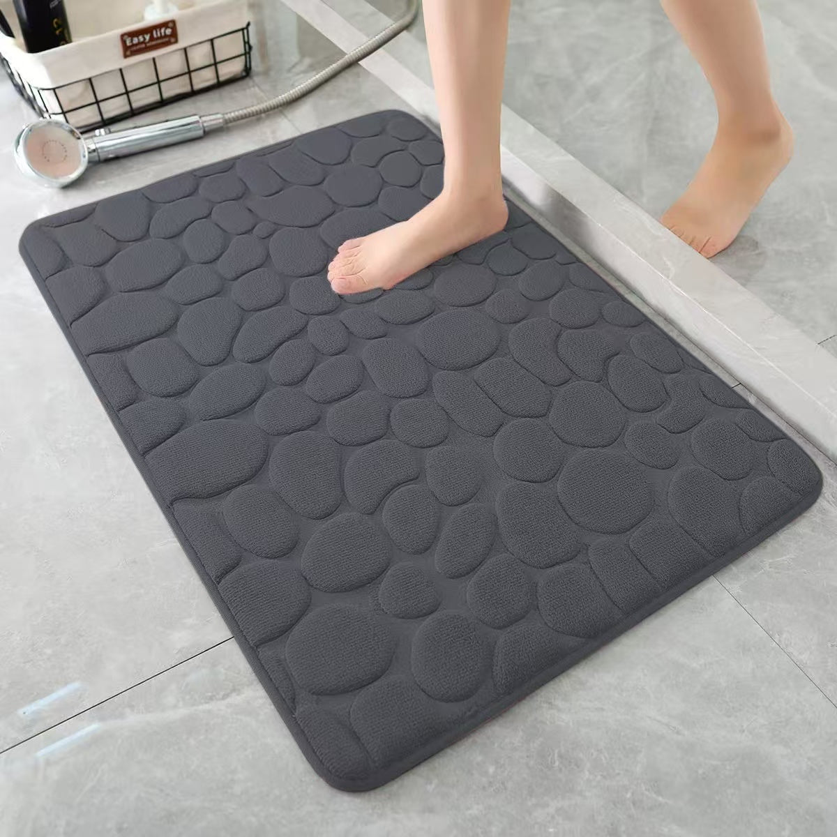 Machine washable shower room carpets with non-slip backing, soft indoor absorbent mats, bathroom mats, shower room rugs, bathroom accessories, and foot wipes.