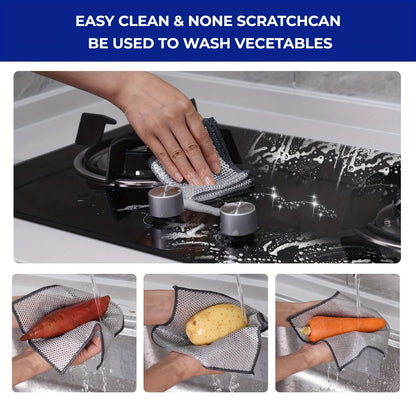 The Miracle Cleaning Cloth Set includes 12, 18, 24, or 32 pieces of super durable mesh microfiber cloths. These cloths are perfect for both dry and wet cleaning, making them ideal for tableware, metal surfaces, and more. They are designed to be