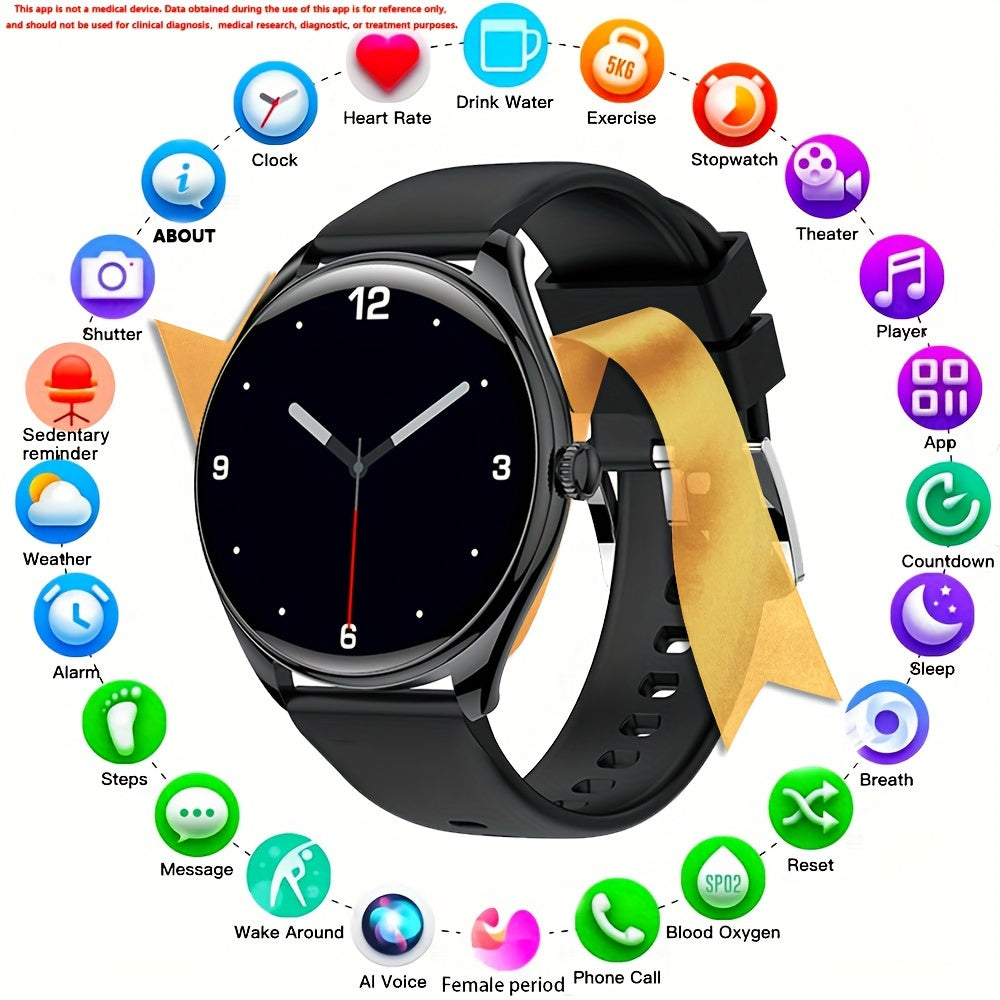 Cutting-edge Smart Watch With Robust Voice Control for Both Women and Men, Extended Battery Life, Hands-free Calling, Extensive Sports Tracking, Crisp 1.43-inch AMOLED Display, Convenient USB Charging, Bluetooth 5.0 Connectivity Ideal for Work and Play