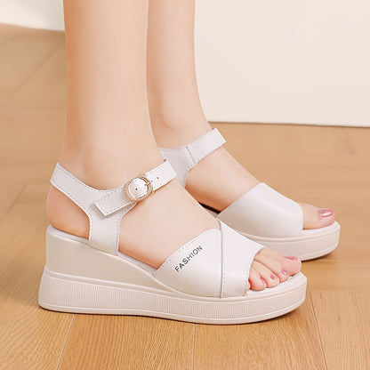 Women's sandals with wedged heels and soft bottoms.