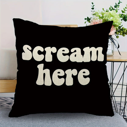 Modern Scream Throw Pillow Cover in Soft Plush Material, Zippered Accent for Home Décor, Machine Washable - 45.72x45.72 cm