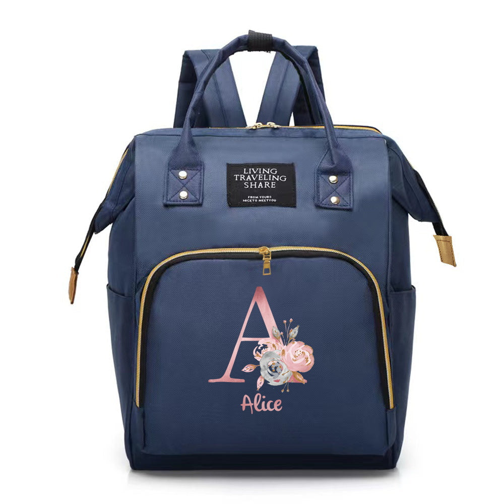 Customizable Mommy Backpack featuring A-Z Initial - Spacious Diaper Bag, Long-lasting Oxford Fabric, Ideal for Traveling & Nursing Must-haves.