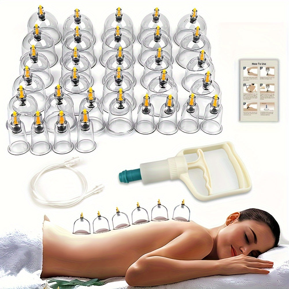 12/24pcs Cupping Set with Pump for Cellulite Massage, Acupoint Cupping.