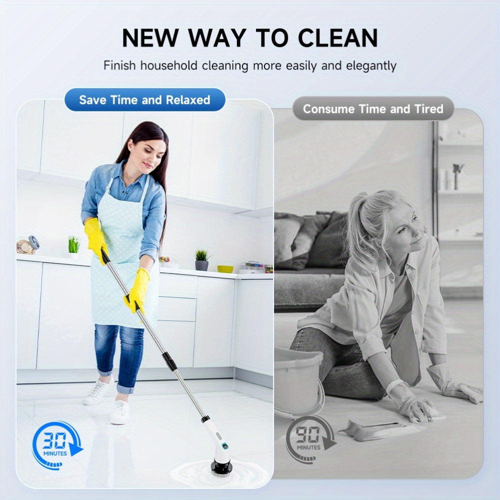 The Inskam Cordless Spin Scrubber with 7 Brush Heads offers dual speeds and a USB rechargeable lithium battery. This portable scrubber is perfect for cleaning hard surfaces in the bathroom, tub, tile, floor, car, living room, bedroom, and furniture.