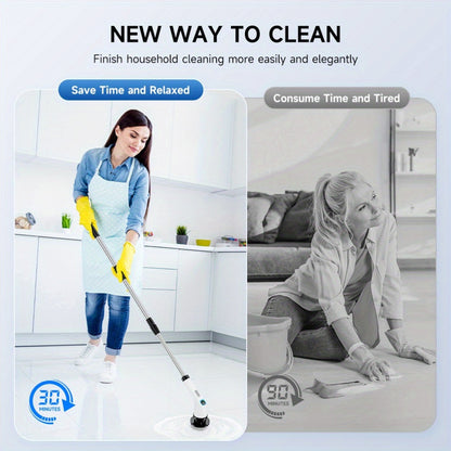 The Inskam Cordless Spin Scrubber with 7 Brush Heads offers dual speeds and a USB rechargeable lithium battery. This portable scrubber is perfect for cleaning hard surfaces in the bathroom, tub, tile, floor, car, living room, bedroom, and furniture.