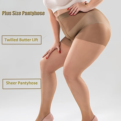 Super thin large nylon stockings for plus size women, no crotch, suitable for sizes 0XL-2XL.