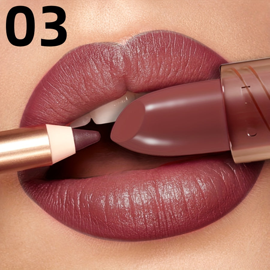 Long-lasting waterproof non-stick lipstick with high color lip gloss formula.