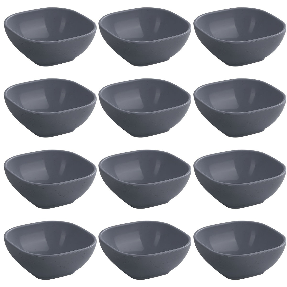 6 pack of 9.65 cm square dessert bowls made of rust-resistant polypropylene (PP). Ideal for serving condiments, jam, and side dishes in the home kitchen and dining.