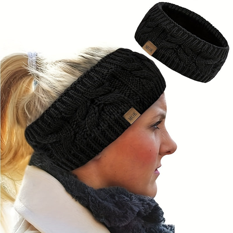 Festive Winter Cable Knit Head Wrap with Warm Fuzzy Feel - Hand Wash Only - Stretchable - Ear Warmers for Women - Perfect Gifts for Her