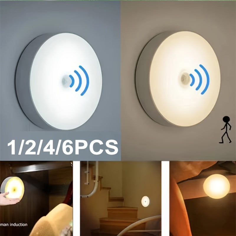 Motion Sensor LED Night Light, USB Rechargeable Reading Lamp for Cabinets and Wardrobe - available in 2, 4, or 6pcs.